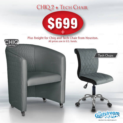 GS9057-02 – CHIQ 2 QUILTED CHAIR & GS9020 – TECH STOOL
