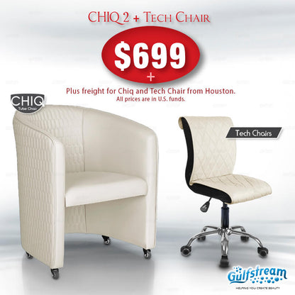 GS9057-02 – CHIQ 2 QUILTED CHAIR & GS9020 – TECH STOOL