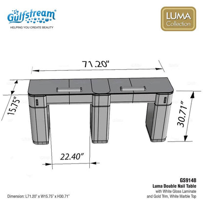 GS9148 LUMA DOUBLE NAIL TABLE (WHITE GLOSS)