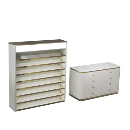 GS9151 LUMA POLISH RACK WITH CABINET (WHITE GLOSS)