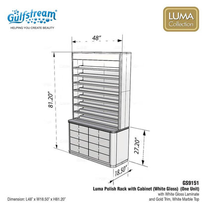 GS9151 LUMA POLISH RACK WITH CABINET (WHITE GLOSS)