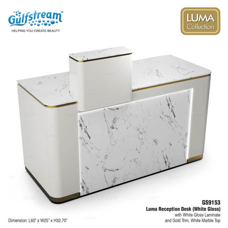 GS9153 LUMA RECEPTION DESK (WHITE GLOSS)