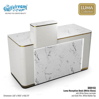 GS9153 LUMA RECEPTION DESK (WHITE GLOSS)
