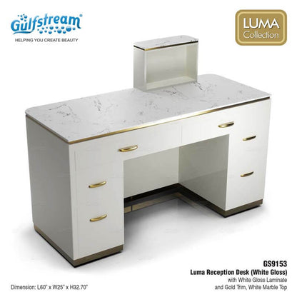 GS9153 LUMA RECEPTION DESK (WHITE GLOSS)