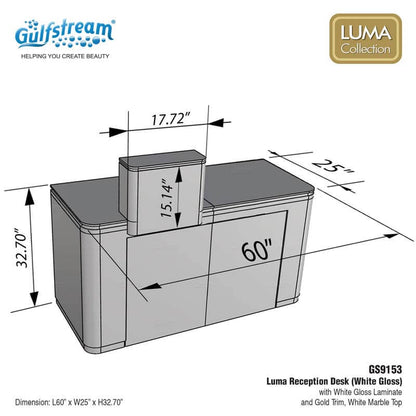 GS9153 LUMA RECEPTION DESK (WHITE GLOSS)