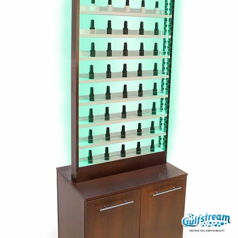 paris nail polish rack with cabinet and led light | gulfstream inc.