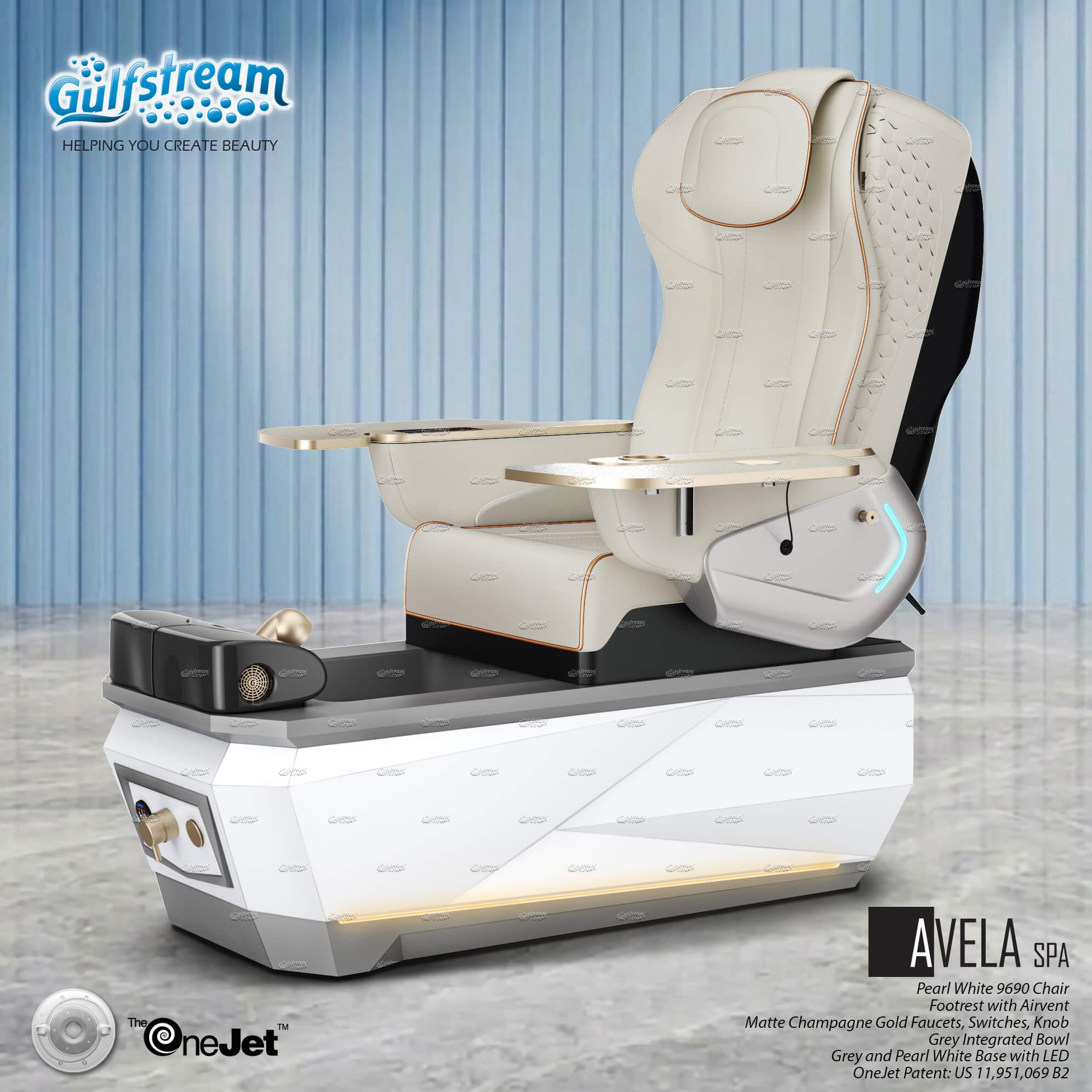 AVELA Spa_Pearl White 9690 Chair with Grey 