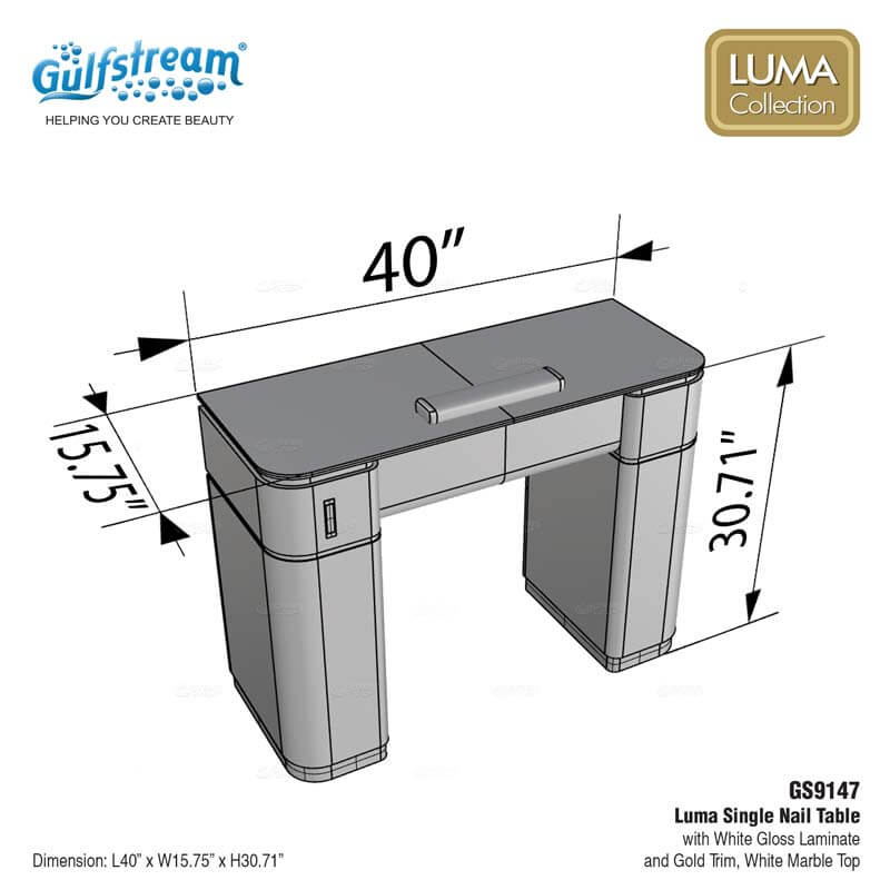 GS9147 Luma Single Nail Table (White Gloss) - Image 3