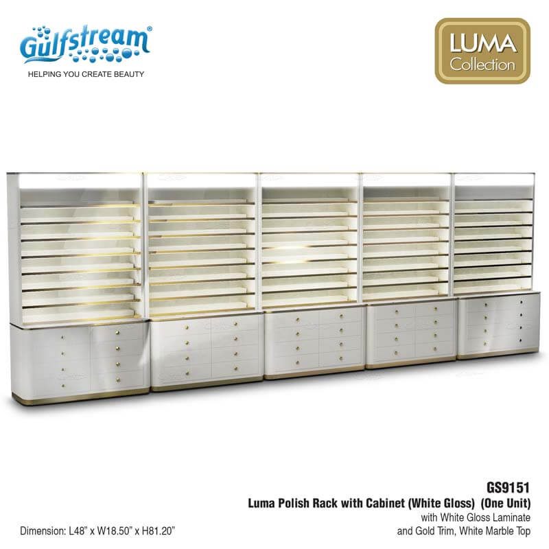 GS9151 Luma Polish Rack with Cabinet (White Gloss) - Image 3