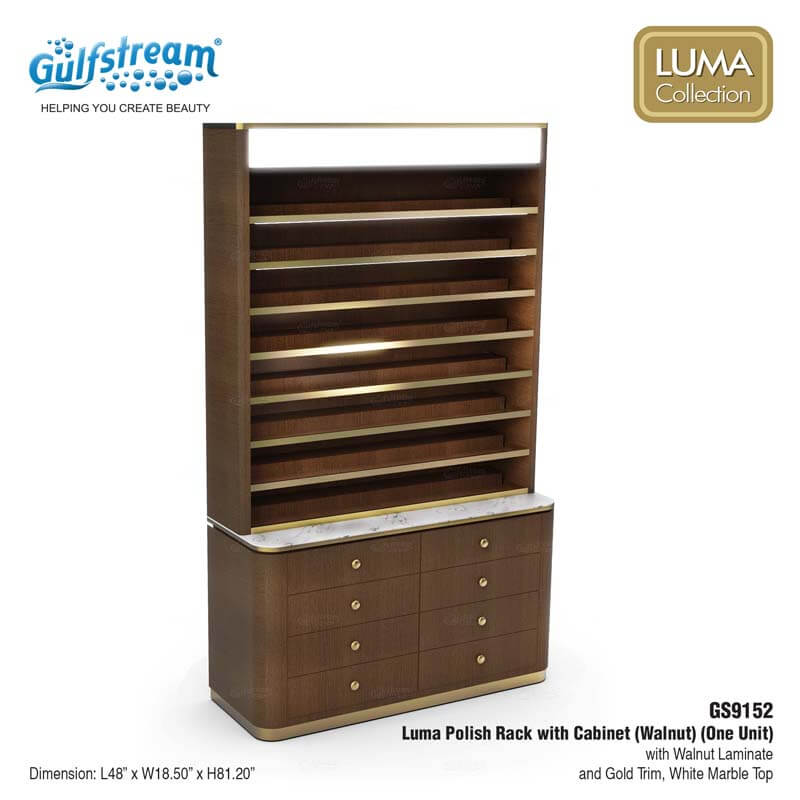 GS9152 Luma Polish Rack with Cabinet (Walnut)