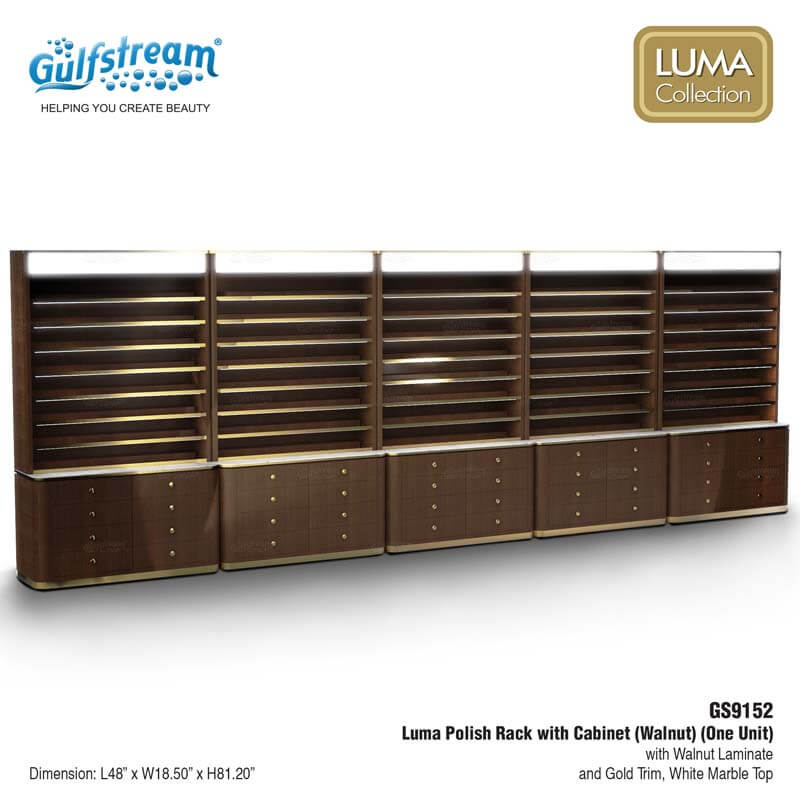 GS9152 Luma Polish Rack with Cabinet Walnut 1-2