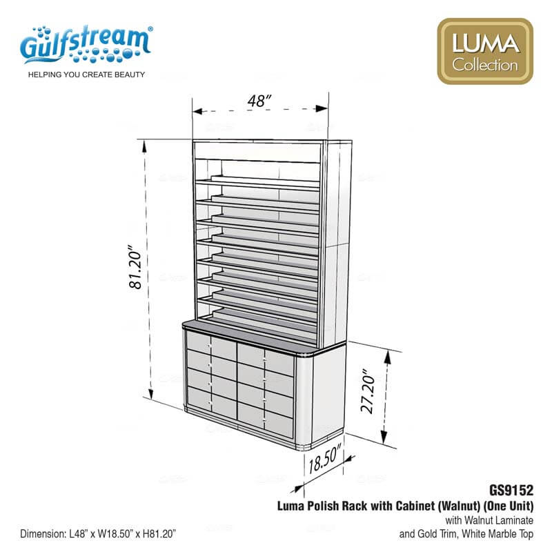 GS9152 Luma Polish Rack with Cabinet (Walnut) - Image 3