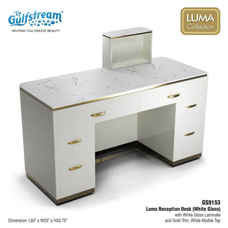 GS9153 Luma Reception Desk White Gloss 2-2